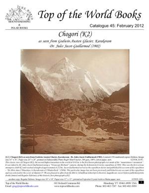 Chogori (K2) As Seen from Godwin-Austen Glacier, Karakoram Dr