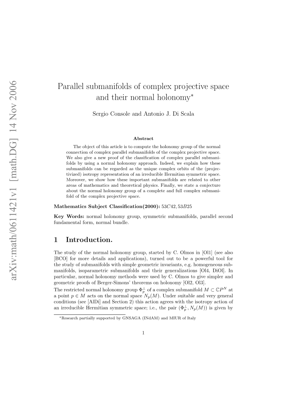 Parallel Submanifolds of Complex Projective Space and Their Normal