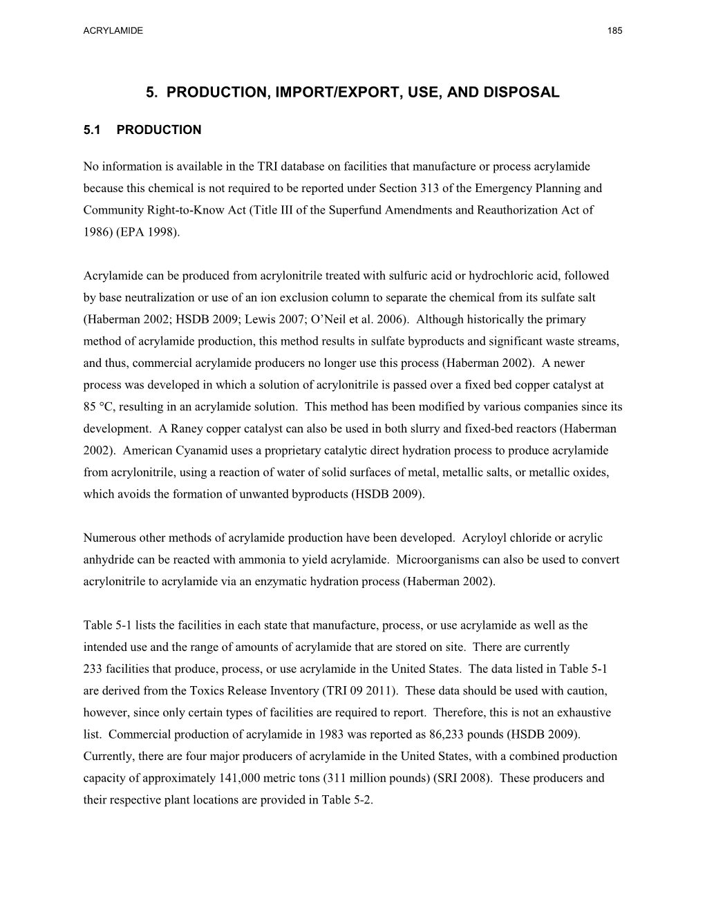 Draft Toxicological Profile for Acrylamide