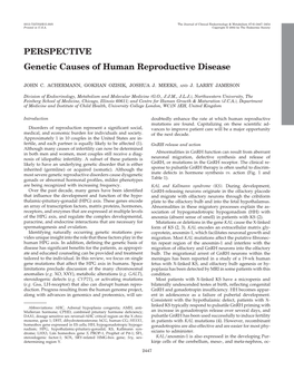PERSPECTIVE Genetic Causes of Human Reproductive Disease
