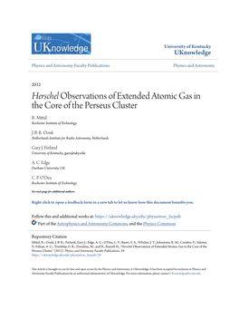 Herschel Observations of Extended Atomic Gas in the Core of the Perseus Cluster R