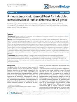 A Mouse Embryonic Stem Cell Bank for Inducible Overexpression of Human Chromosome 21 Genes