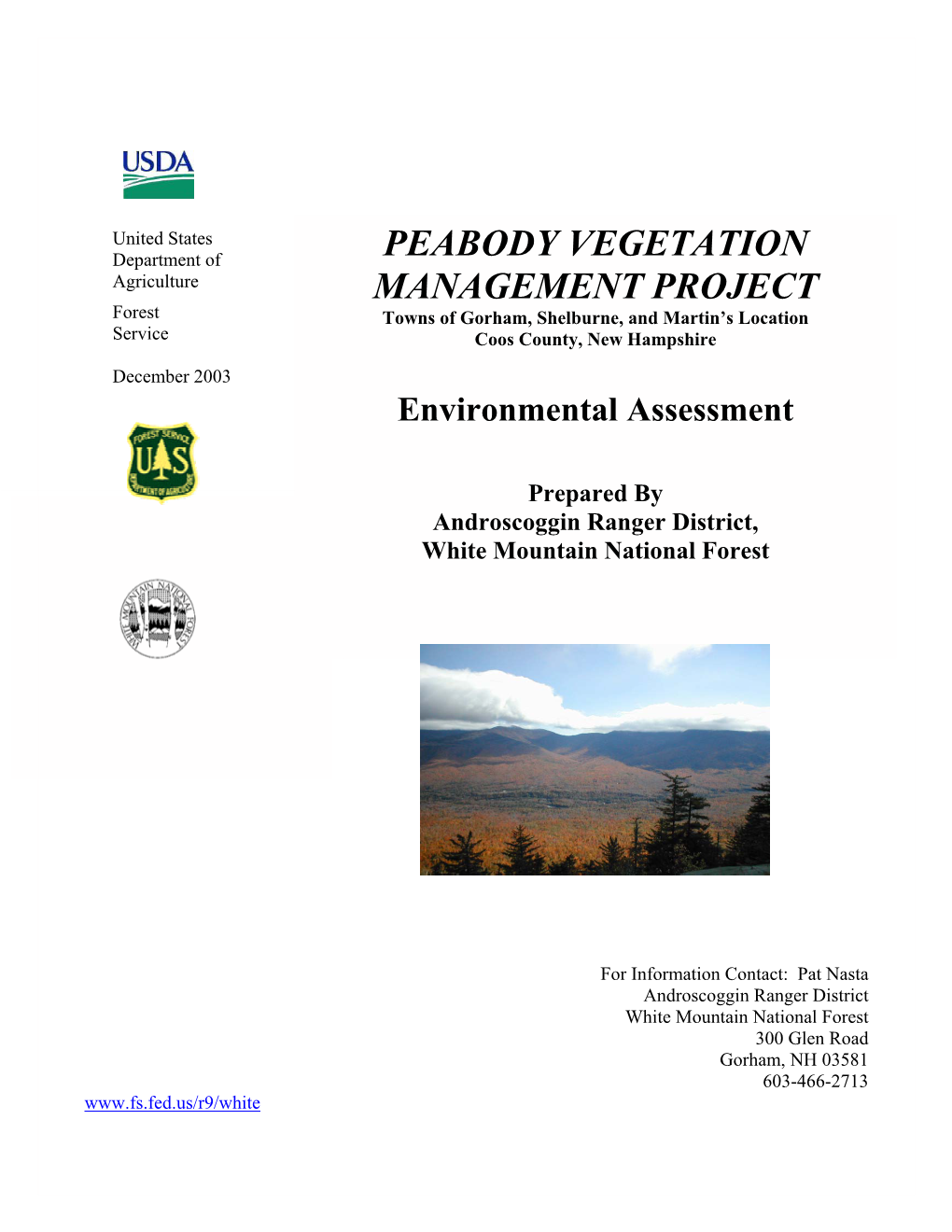 Peabody Vegetation Management Project EA - Summary