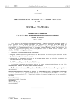 Prior Notification of a Concentration (Case M.7579 — Royal Dutch Shell/Keele Oy/Aviation Fuelling Services Norway) (Text with EEA Relevance) (2015/C 165/05)