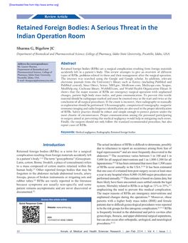 Retained Foreign Bodies: a Serious Threat in the Indian Operation Room