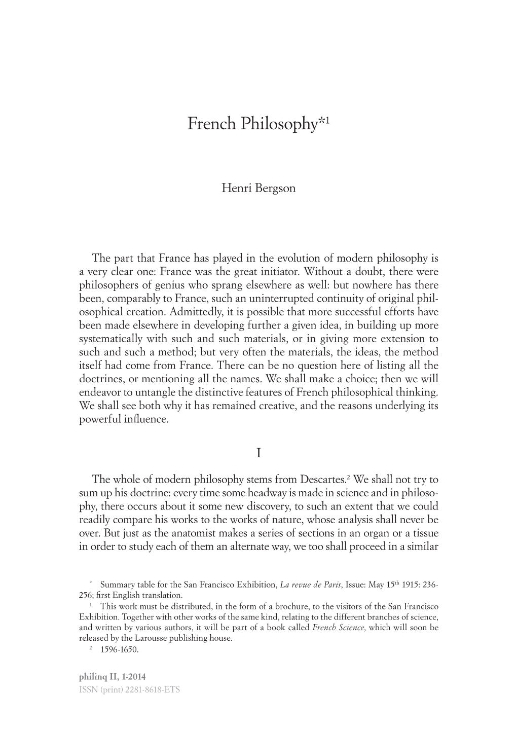 French Philosophy*1