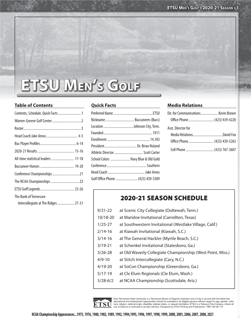 ETSU Men's Golf • 2020-21 Season • 1
