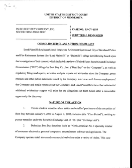 Best Buy Company, Inc. Securities Litigation 03-CV-06193-Consolidated Class Action Complaint
