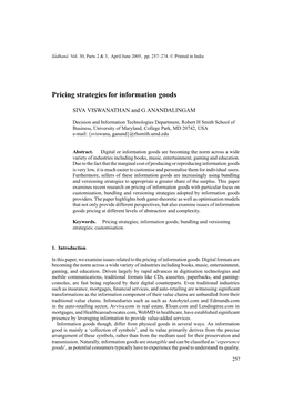 Pricing Strategies for Information Goods