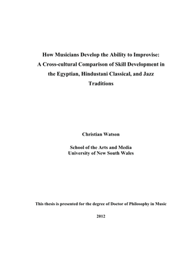 How Musicians Develop the Ability to Improvise: a Cross-Cultural Comparison of Skill Development in the Egyptian, Hindustani Classical, and Jazz Traditions