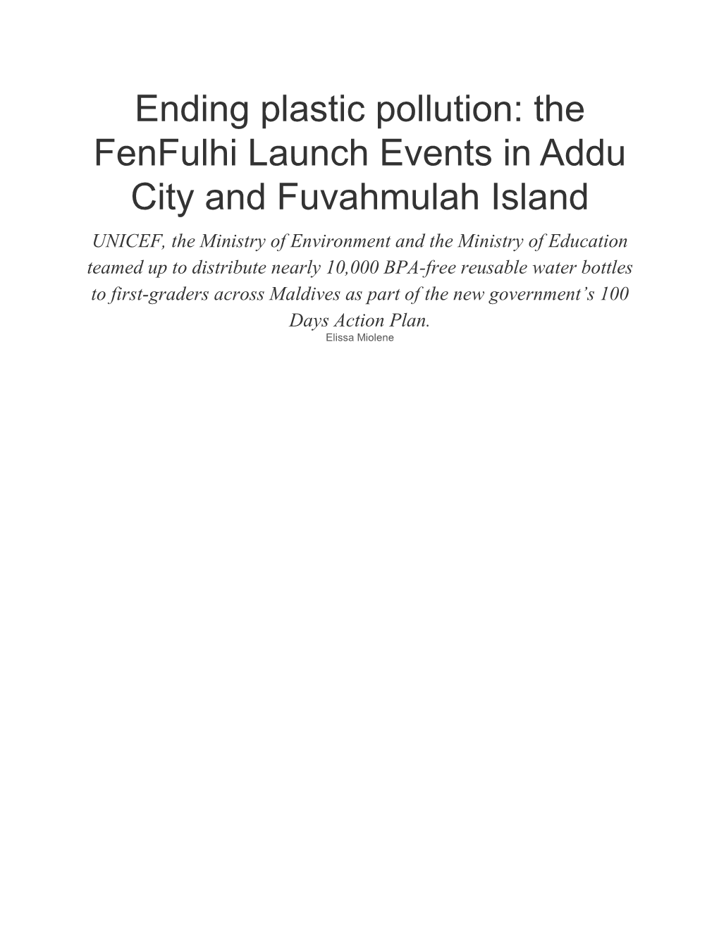 Ending Plastic Pollution: the Fenfulhi Launch Events in Addu City And