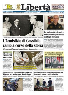 L'armistizio Di Cassibile Cambia Corso Della Storia