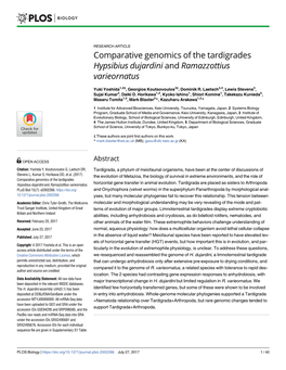Comparative Genomics of the Tardigrades Hypsibius Dujardini and Ramazzottius Varieornatus