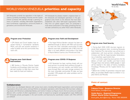 WORLD VISION VENEZUELA: Priorities and Capacity