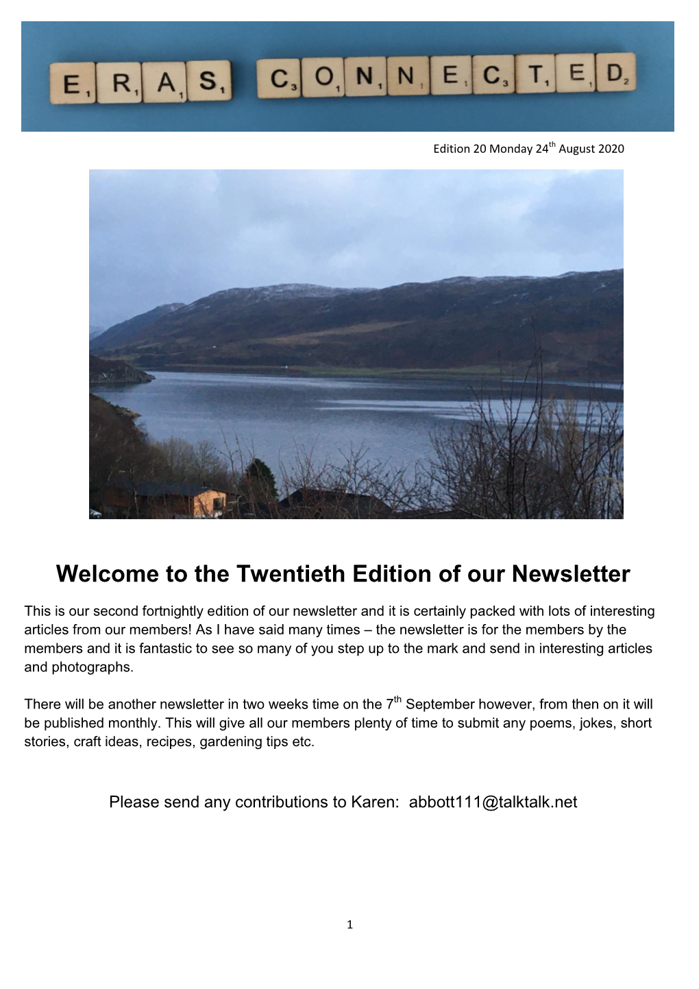 The Twentieth Edition of Our Newsletter