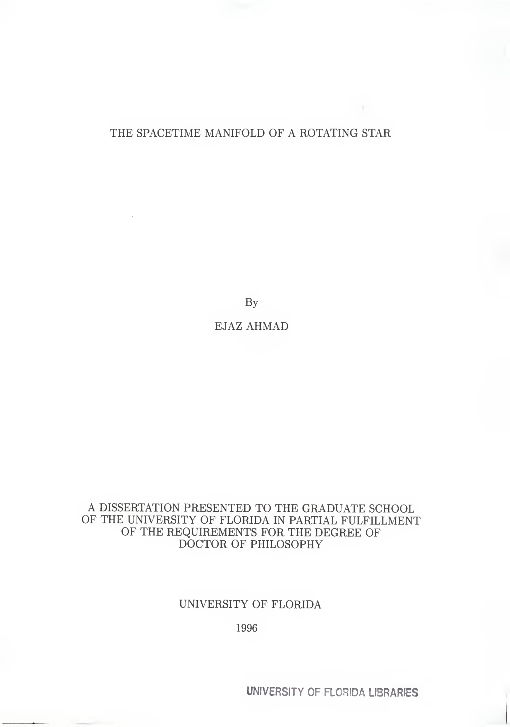 Spacetime Manifold of a Rotating Star