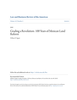 100 Years of Mexican Land Reform William D