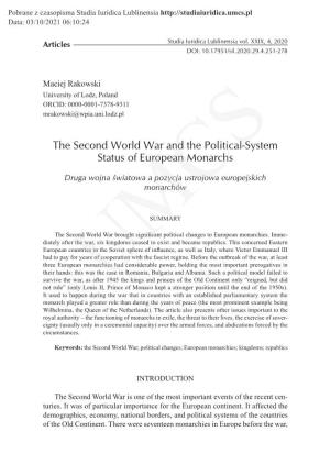 The Second World War and the Political-System Status of European Monarchs