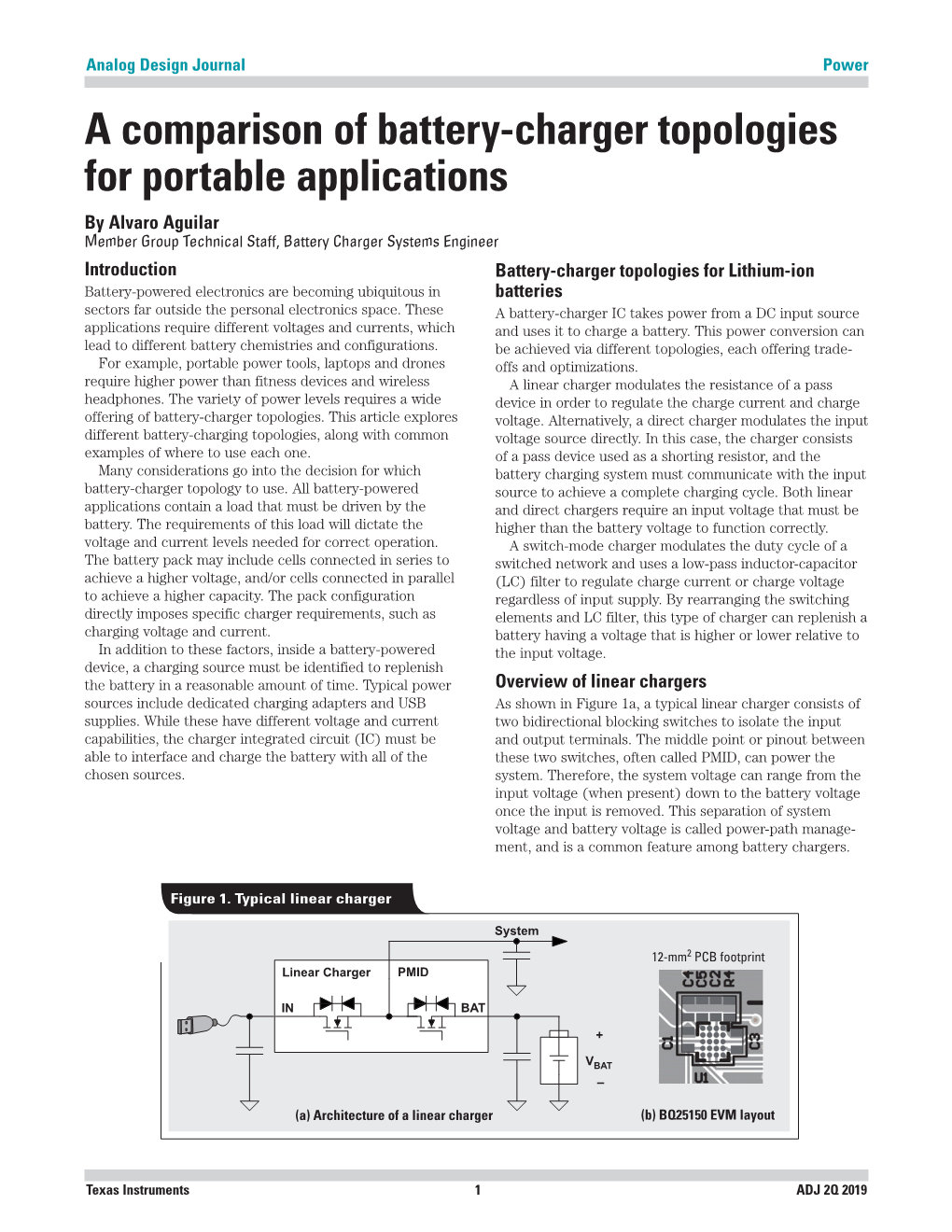 A Comparison of Battery-Charger Topologies for Portable Applications