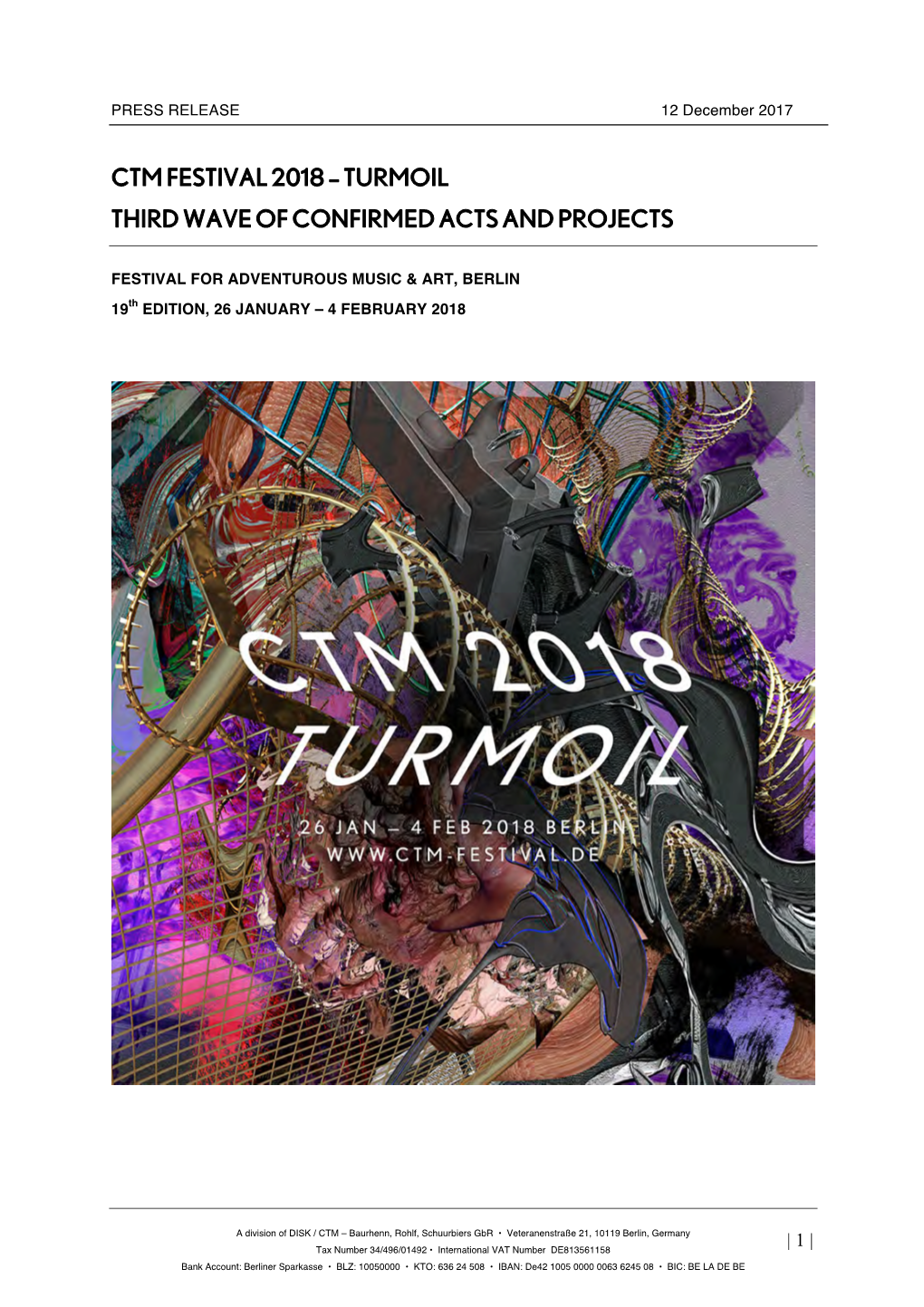Turmoil Third Wave of Confirmed Acts and Projects