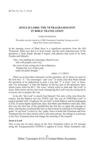 Bible Translator 61/2 © United Bible Societies