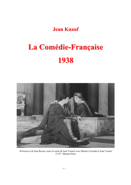 Jean Knauf. La Comédie-Française 1938 PPA