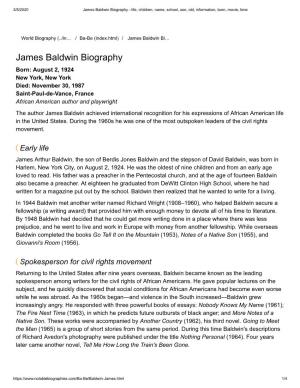 James Baldwin Biography - Life, Children, Name, School, Son, Old, Information, Born, Movie, Time