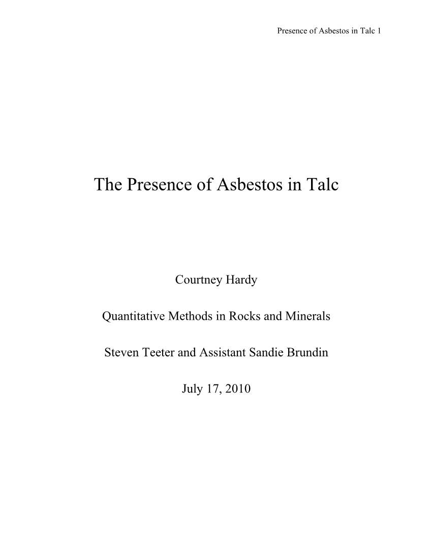 The Presence of Asbestos in Talc