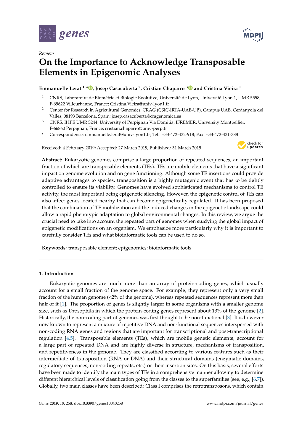 On the Importance to Acknowledge Transposable Elements in Epigenomic Analyses