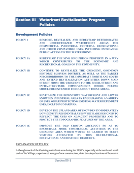 Section III Waterfront Revitalization Program Policies