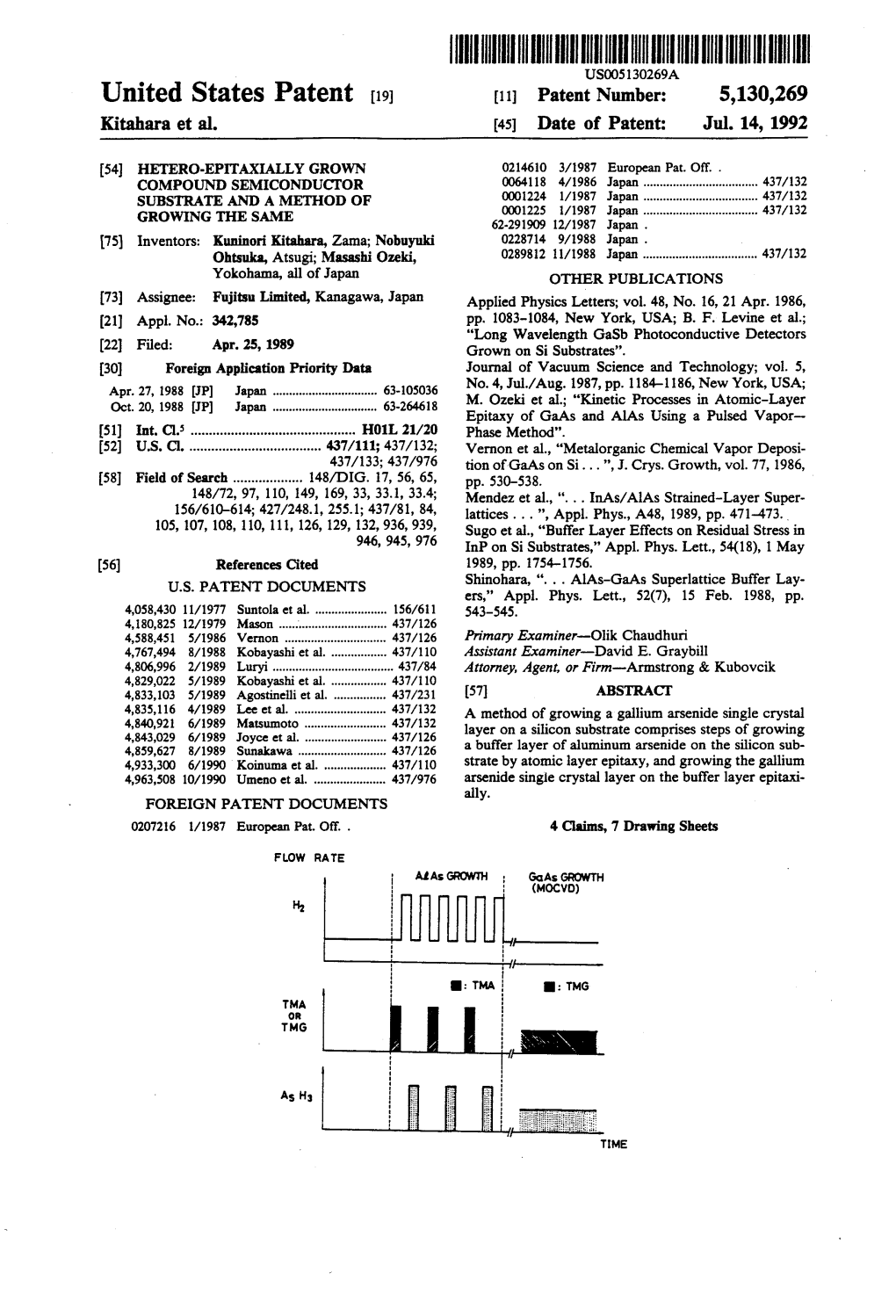 United States Patent (19) 11 Patent Number: 5,130,269 Kitahara Et Al
