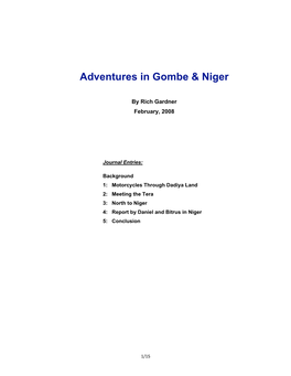 Adventures in Gombe and Niger 2008