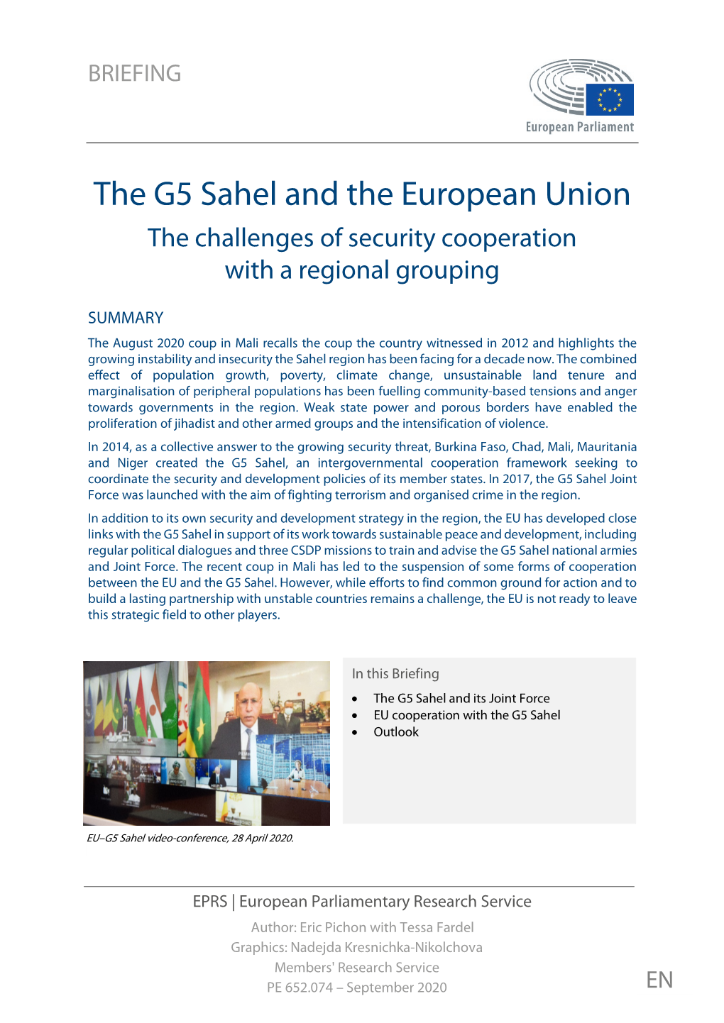 The G5 Sahel and the European Union the Challenges of Security Cooperation with a Regional Grouping
