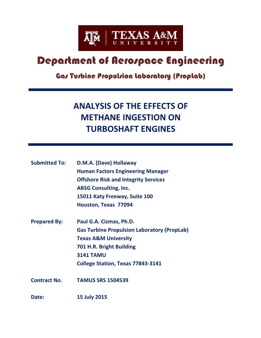 Analysis of the Effects of Methane Ingestion on Turboshaft Engines