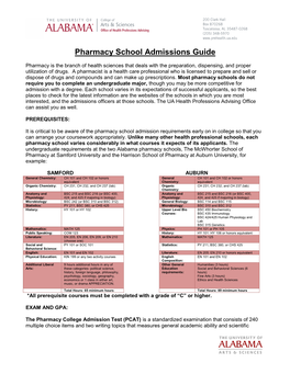Download Pharmacy School Admissions Guide As a Printable