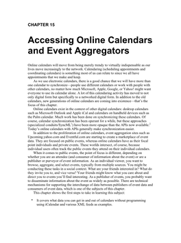 CHAPTER 15 Accessing Online Calendars and Event Aggregators