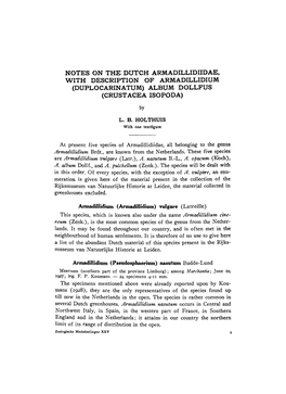 Notes on the Dutch Armadillidiidae, with Description of Armadillidium (Duplocarinatum) Album Dollfus (Crustacea Isopoda)