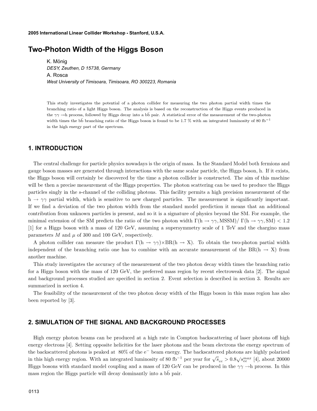 Two-Photon Width of the Higgs Boson