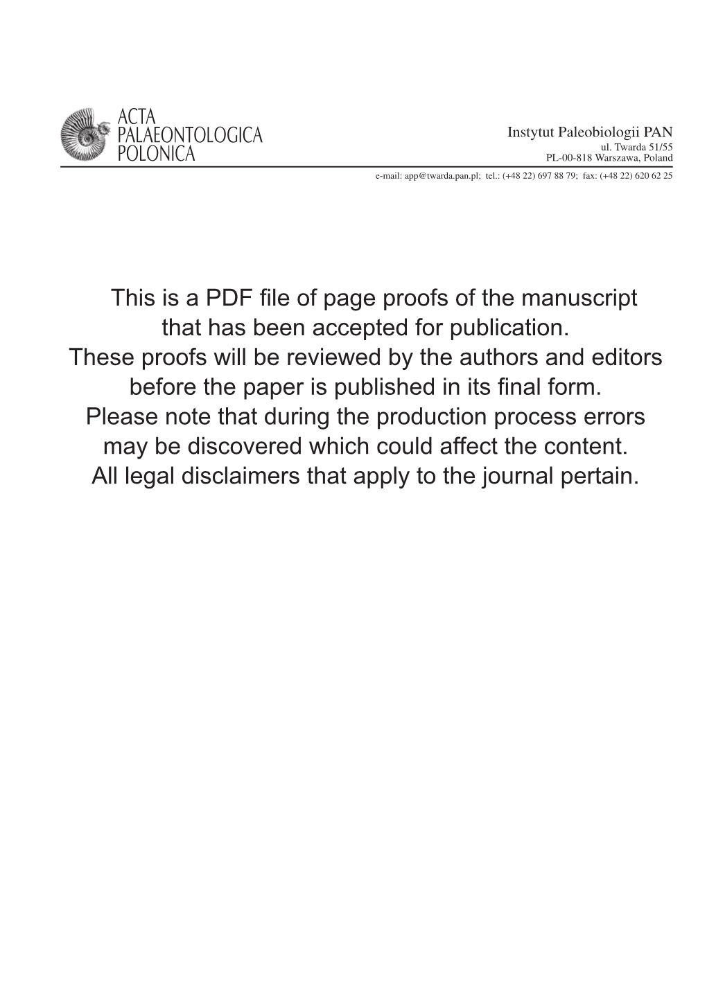 This Is a PDF File of Page Proofs of the Manuscript That Has Been Accepted for Publication