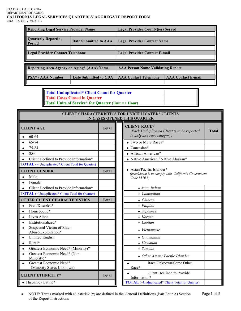 Reporting Legal Service Provider Name