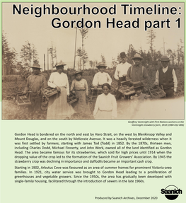 Gordon Head Is Bordered on the North and East by Haro Strait, on the West by Blenkinsop Valley and Mount Douglas, and on the South by Mckenzie Avenue