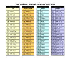 Oak Hills Bible Reading Plans - October 2020