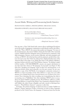 Accent Marks: Writing and Pronouncing Jewish America