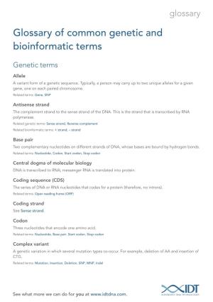 IDT Glossary of Common Genetic and Bioinformatic Terms