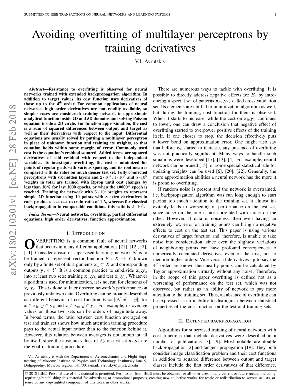 Avoiding Overfitting of Multilayer Perceptrons by Training Derivatives
