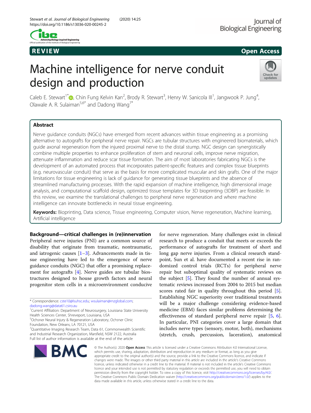 Machine Intelligence for Nerve Conduit Design and Production Caleb E