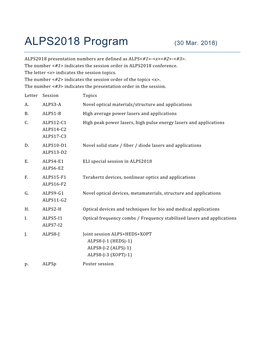 ALPS2018 Program (30 Mar. 2018)
