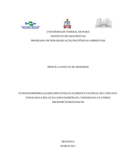 Universidade Federal Do Pará Instituto De Geociências Programa De Pós-Graduação Em Ciências Ambientais