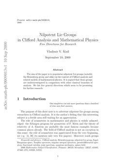 Nilpotent Lie Groups in Clifford Analysis: Five Directions for Research