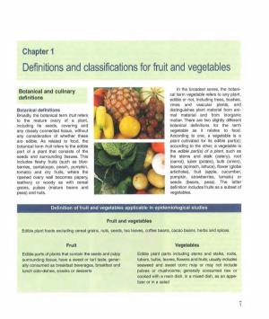 Chapter 1 Definitions and Classifications for Fruit and Vegetables
